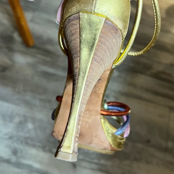 FENDI Vintage Open Toe Multi Colored Metallic Heels - Picture 13 of 13